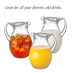 Amazing Abby Bubbly pitcher filled with iced tea and juice for cooling beverages.