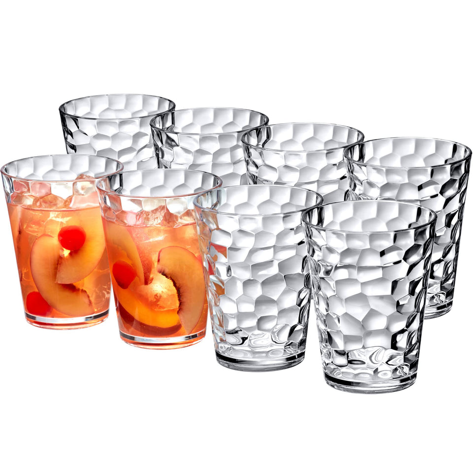 Amazing Abby Iceberg 16oz tumblers front view, crystal-clear and stackable for everyday entertaining
