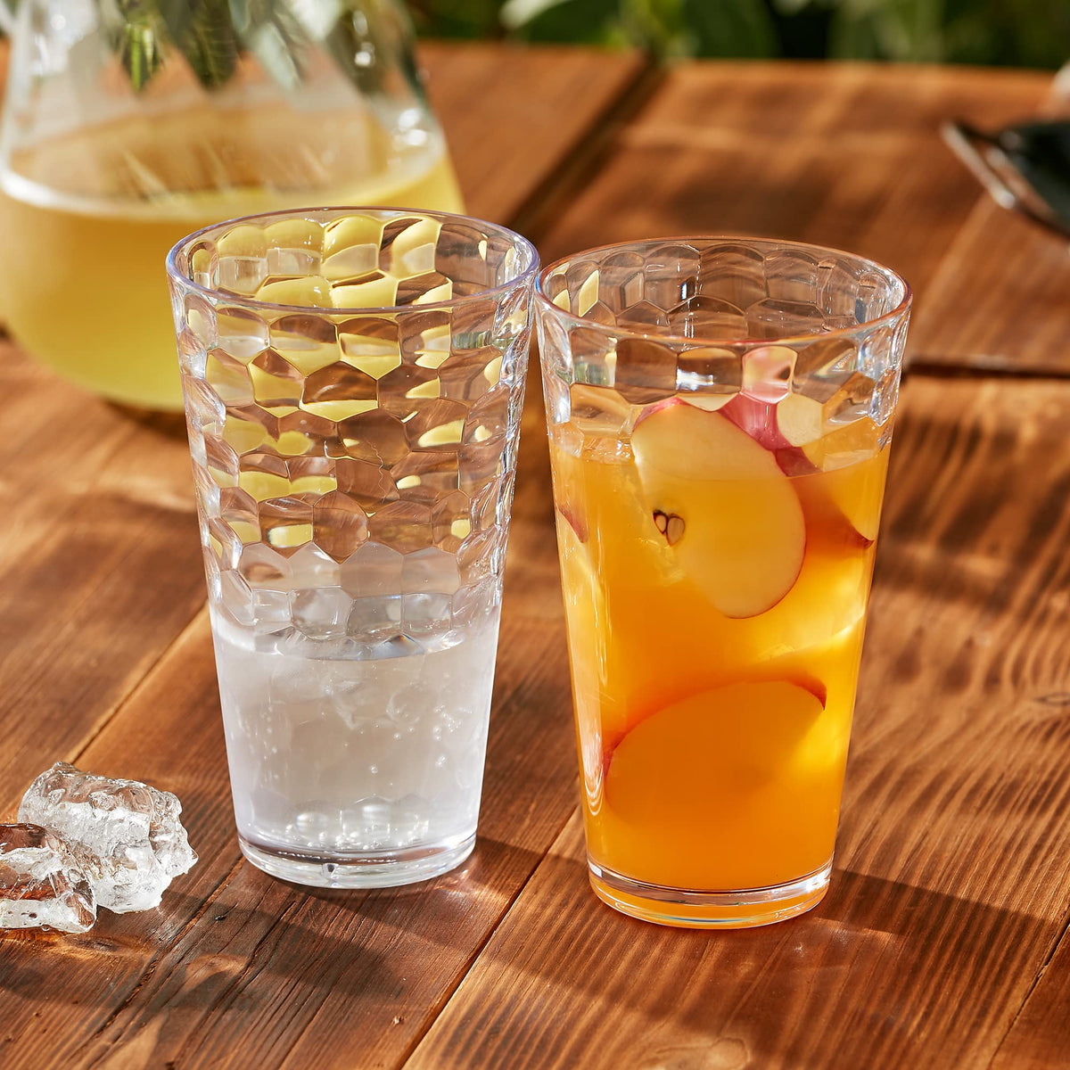 Amazing Abby Iceberg 24-Ounce Tumbler outdoor patio scene highlighting shatter-proof design.