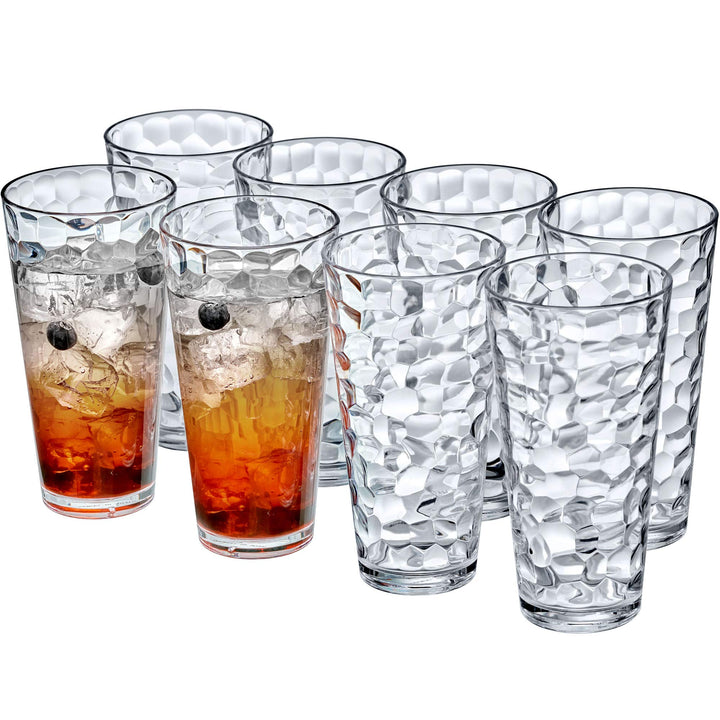 Amazing Abby Iceberg 24-Ounce Tumbler set front view, stackable and crystal-clear for gatherings.