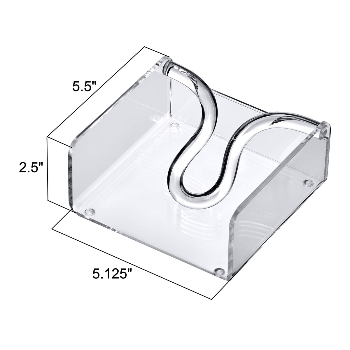 Amazing Abby napkin holder, top-down view, features non-slip pads for steady placement.