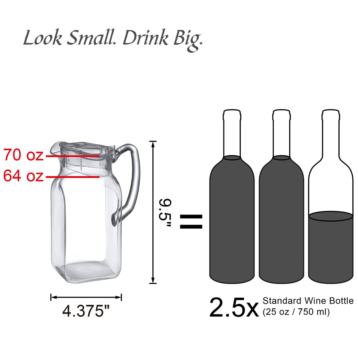 Durable Quadly pitcher features a sturdy handle and stable base for everyday use.