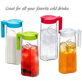 Amazing Abby Slim Tritan Pitcher keeps iced and hot drinks fresh.