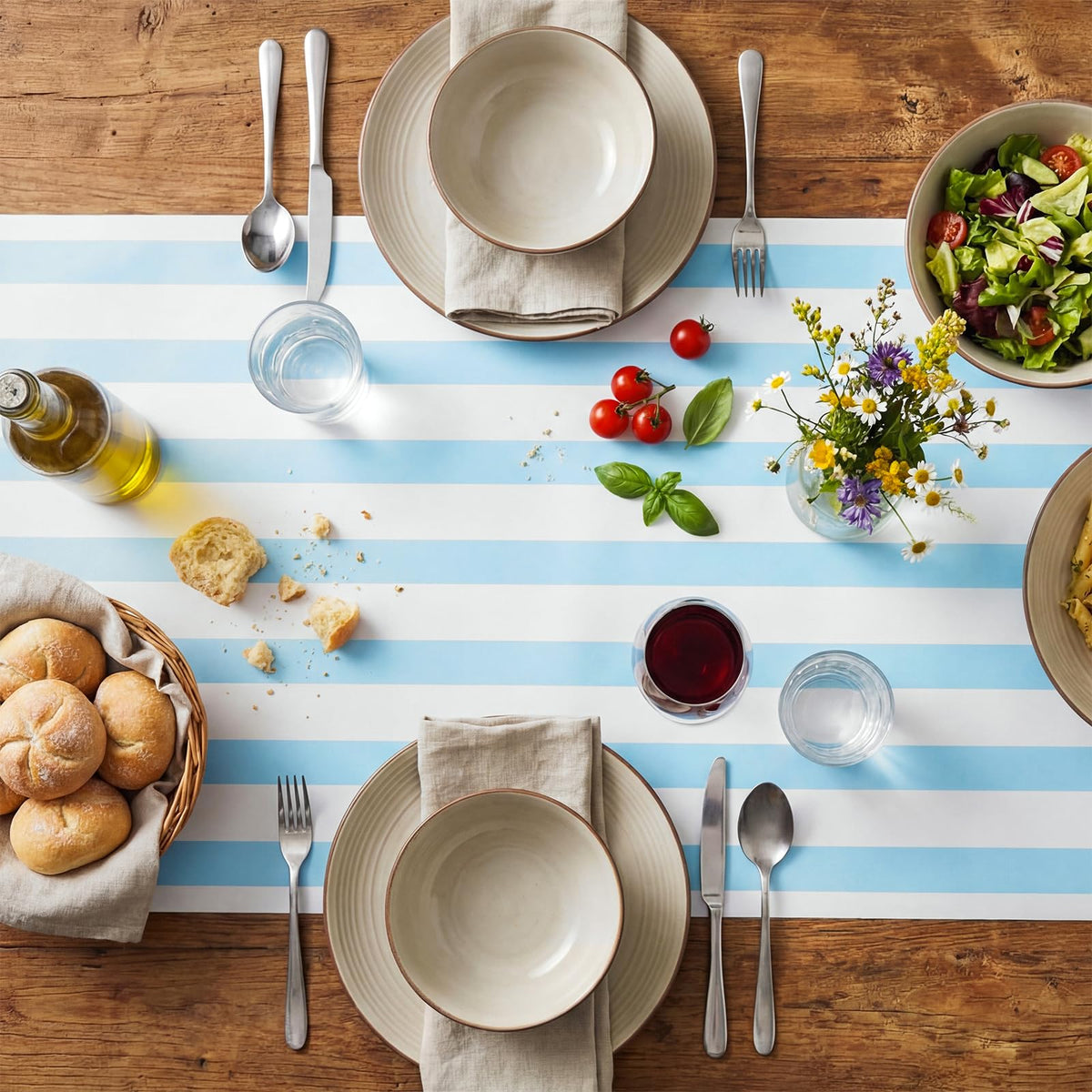AmazingSpark wedding or carnival table setup featuring the striped runner.