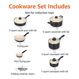 Amazon Basics 1-quart saucepan with lid for sauces and reheating.