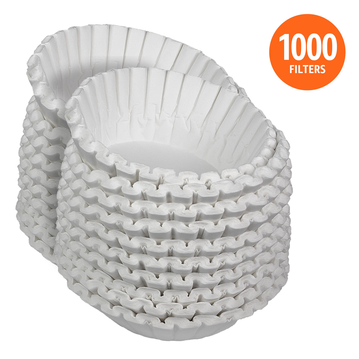 Amazon Basics 1000-count basket filters bulk pack for busy kitchens.