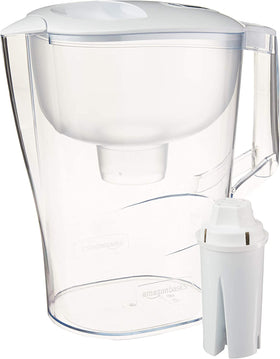 Amazon Basics 10-Cup Pitcher with Secure Lid for leak-free pouring.