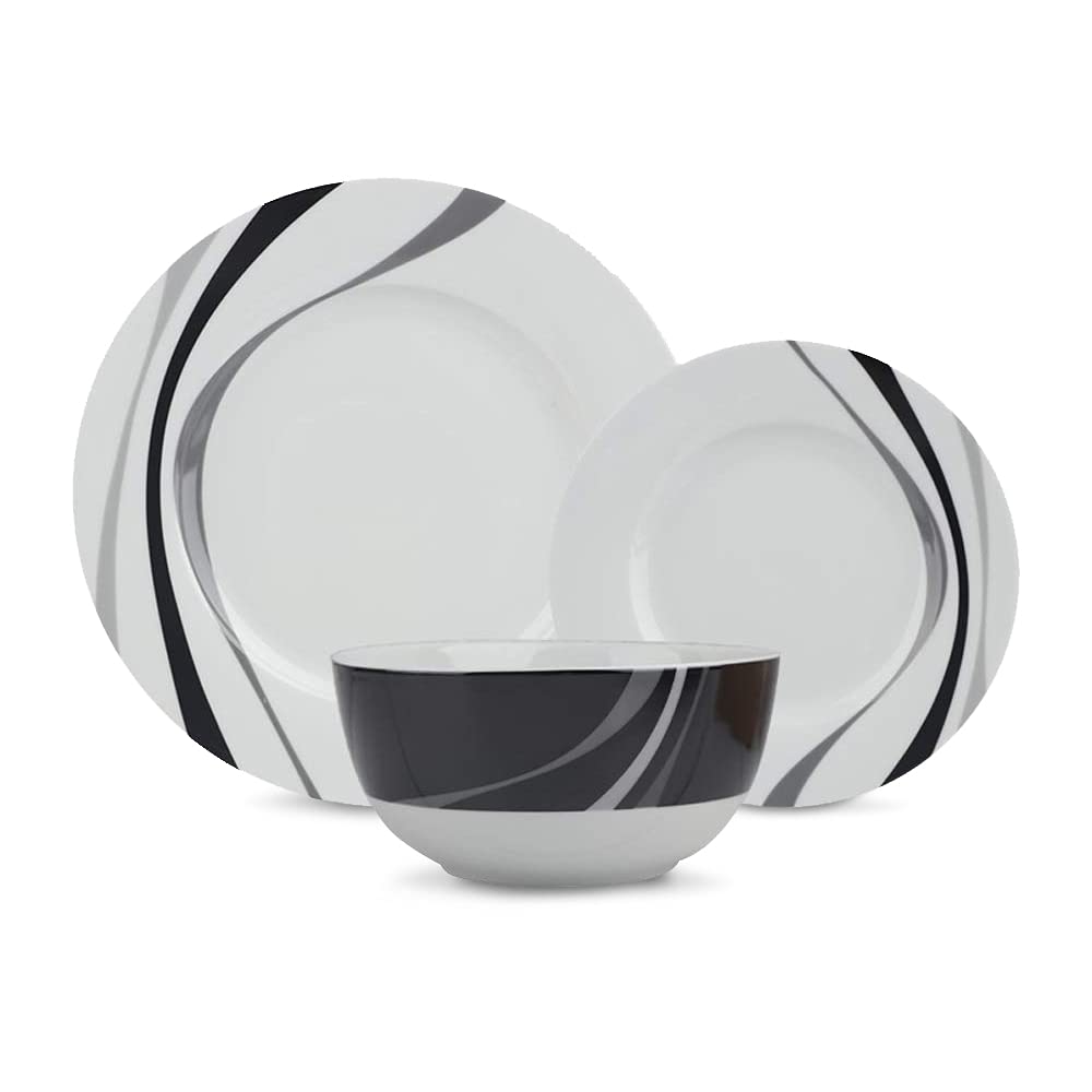 Amazon Basics porcelain dishware stacks neatly for compact storage