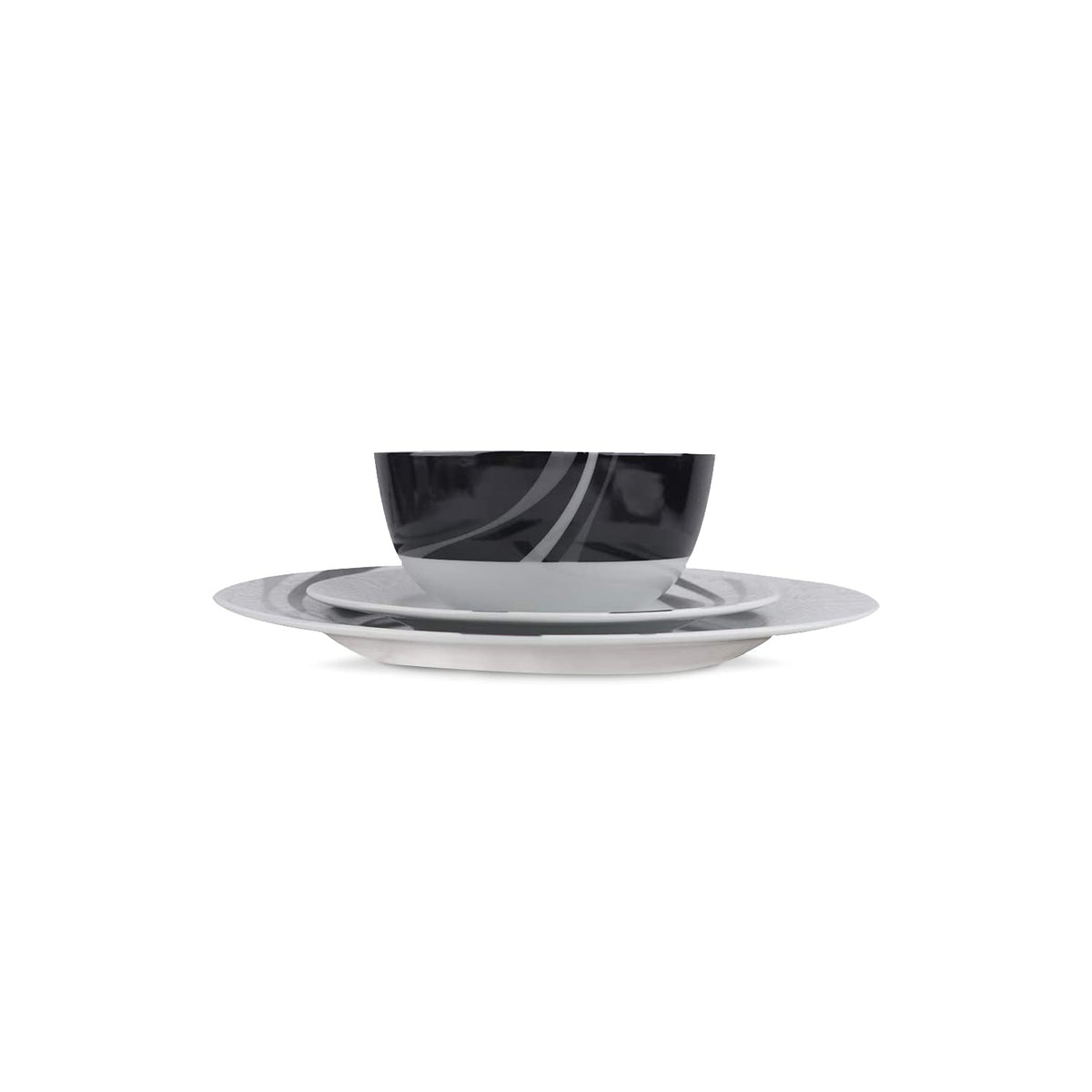 Amazon Basics swirl dinnerware is heat-resistant for versatile use