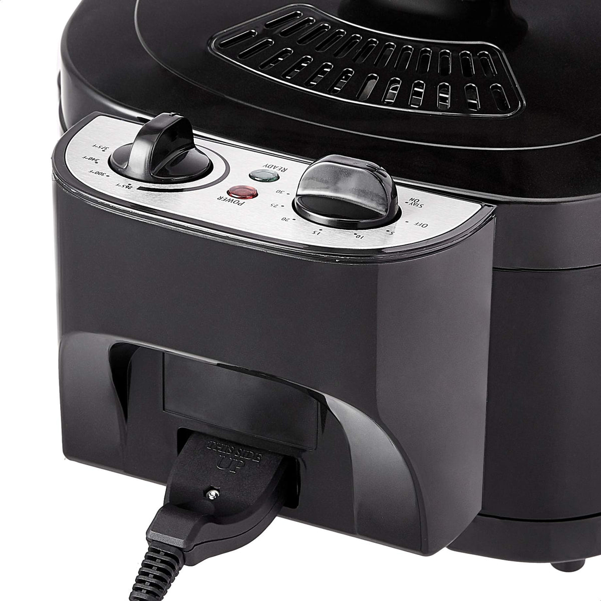 Amazon Basics electric deep fryer viewing window for monitoring frying progress.
