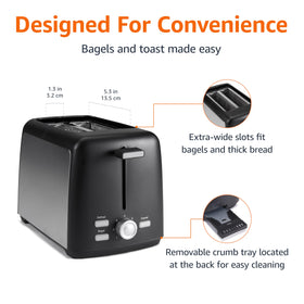 Amazon Basics toaster in defrost mode to toast frozen bread evenly