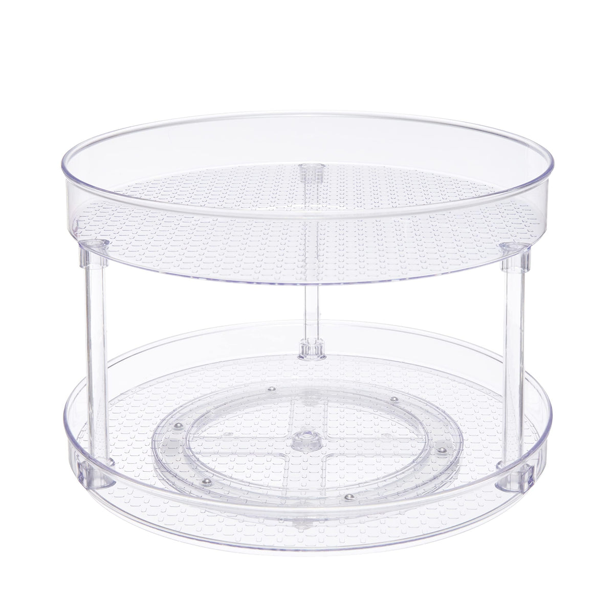 Amazon Basics two-tier lazy susan top view shows easy spice access
