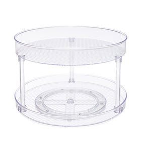 Amazon Basics two-tier lazy susan top view shows easy spice access