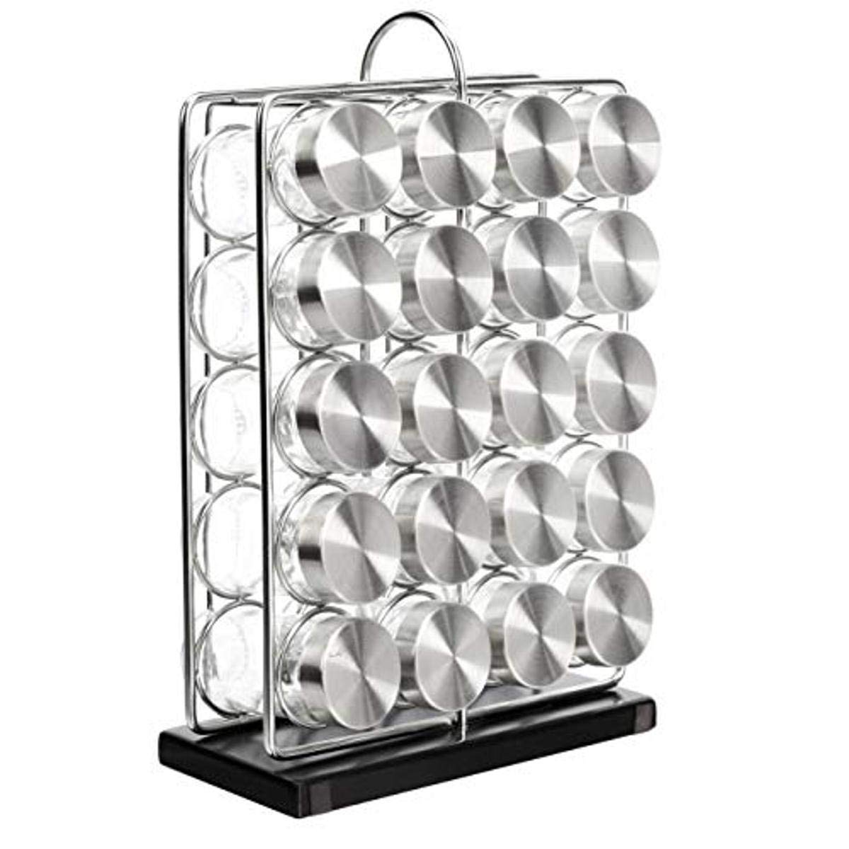 Amazon Basics 20-jar spice rack for organized spice storage and easy access.