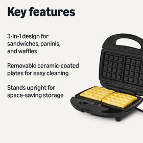 Amazon Basics 3-in-1 with ceramic-coated plates for easy food release.