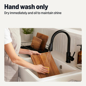 Amazon Basics acacia cutting board 9x6 inches suited for herbs and small tasks.