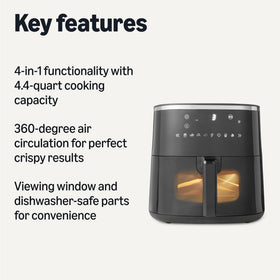 Amazon Basics air fryer with 8 presets for quick, consistent results.