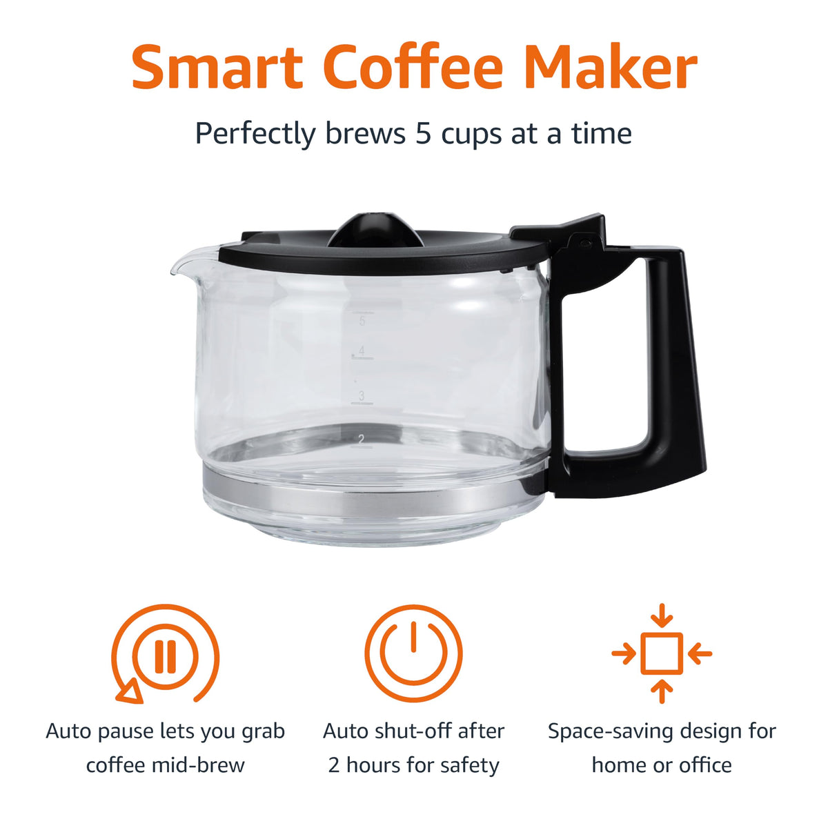 Amazon Basics coffee maker with 2-hour auto shut-off for safety