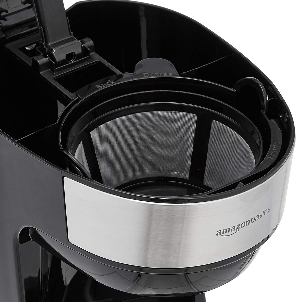 Amazon Basics black stainless finish complements modern kitchen counters.