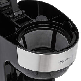 Amazon Basics black stainless finish complements modern kitchen counters.