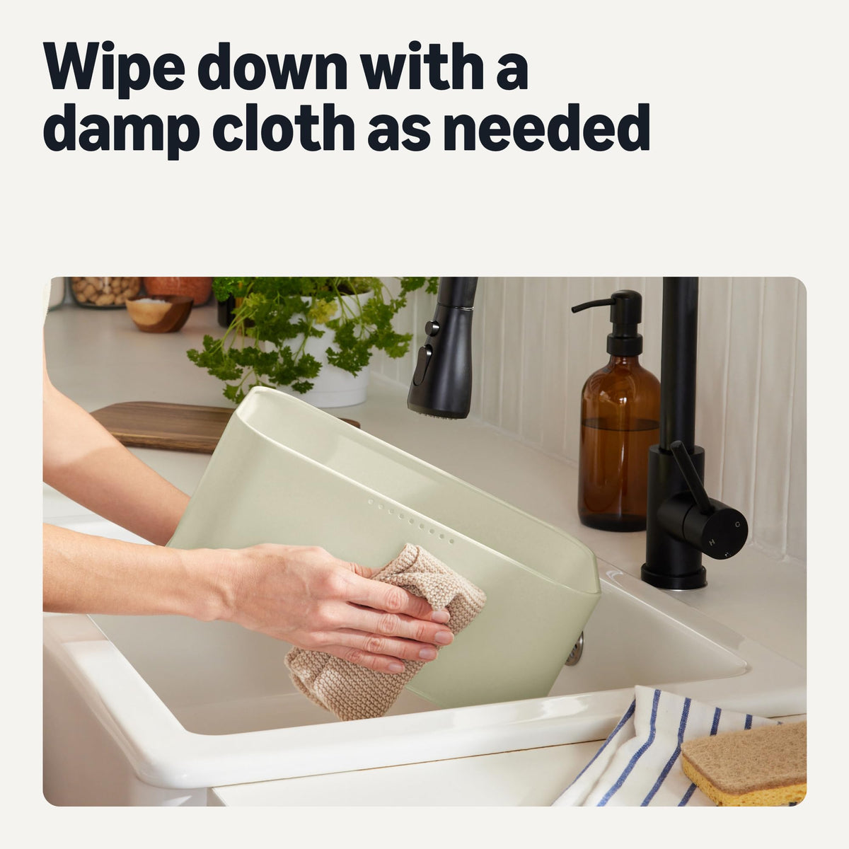 Amazon Basics bread box wipes clean with a damp cloth for quick maintenance.