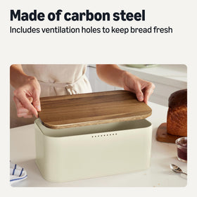 Amazon Basics bread box ventilation holes promote airflow to preserve texture.