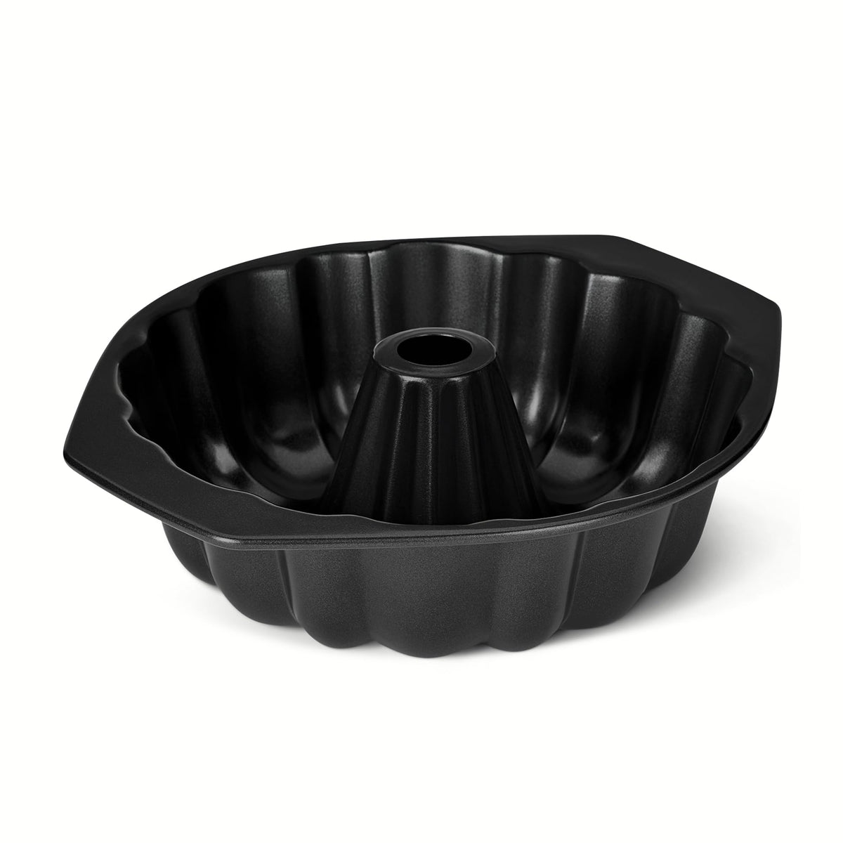 Amazon Basics Bundt pan with fluted design for even baking and easy release.