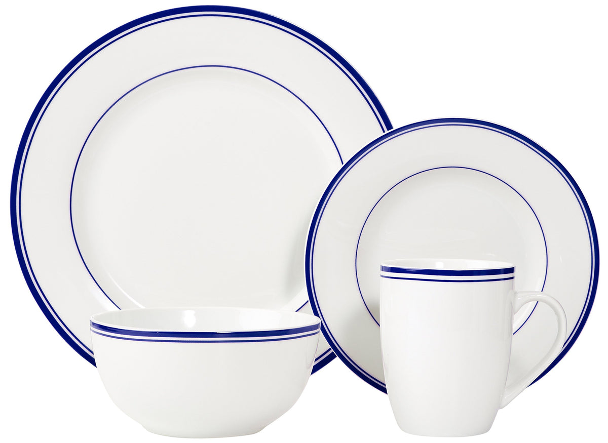 Amazon Basics Cafe Stripe salad plates blue trim ideal for sides