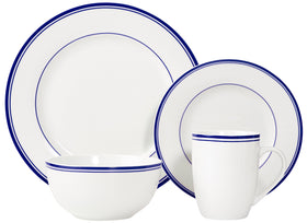 Amazon Basics Cafe Stripe salad plates blue trim ideal for sides