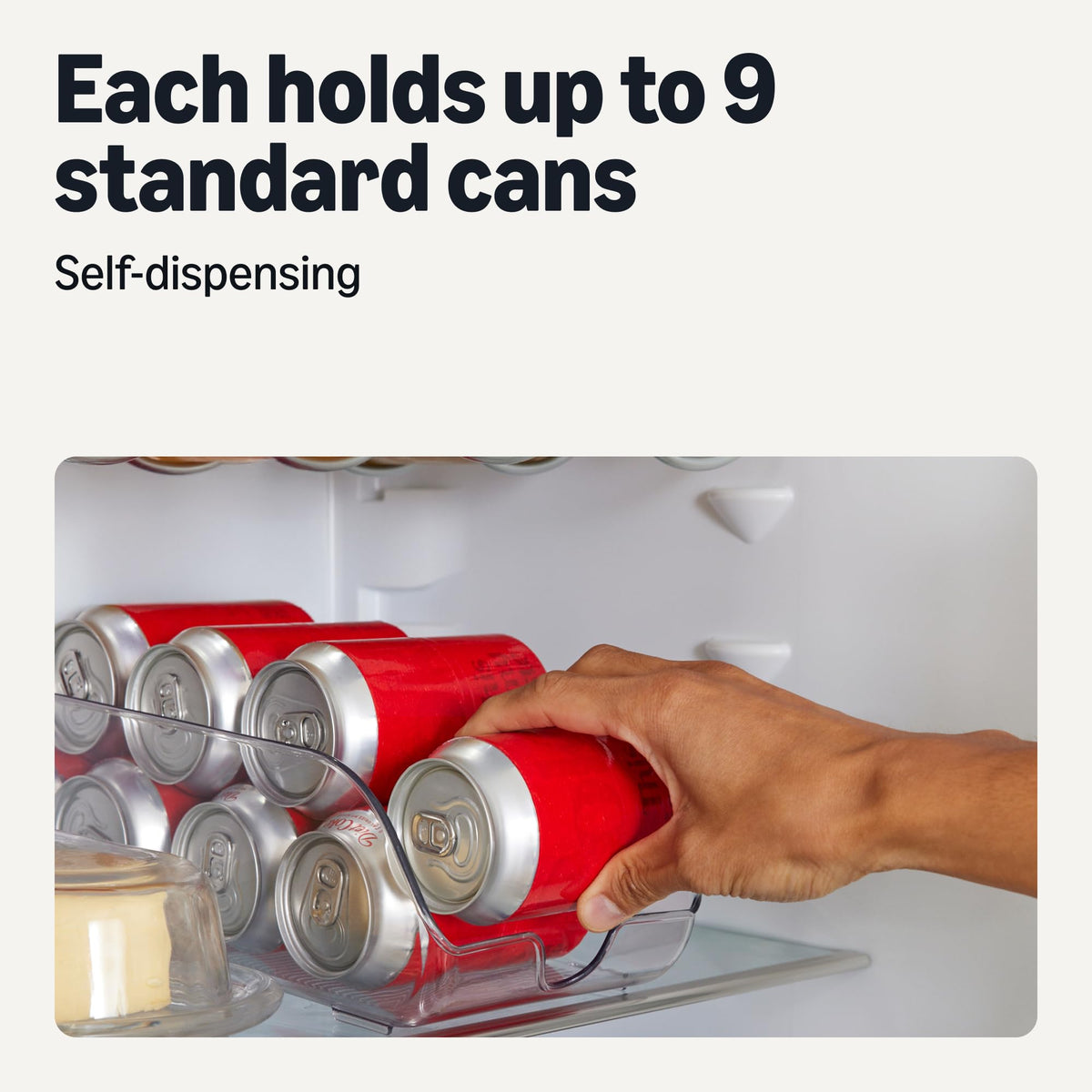 Amazon Basics pantry can rack with clear view helps find cans fast.