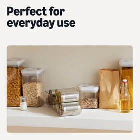 Amazon Basics canned goods organization enables simple selection and tidy shelves.