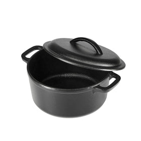 Amazon Basics pre-seasoned cast iron exterior supports durable, even heat retention during cooking.