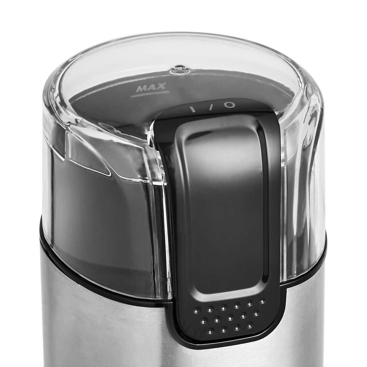 Amazon Basics grinder handles 30 g in about 10 seconds for fast coffee