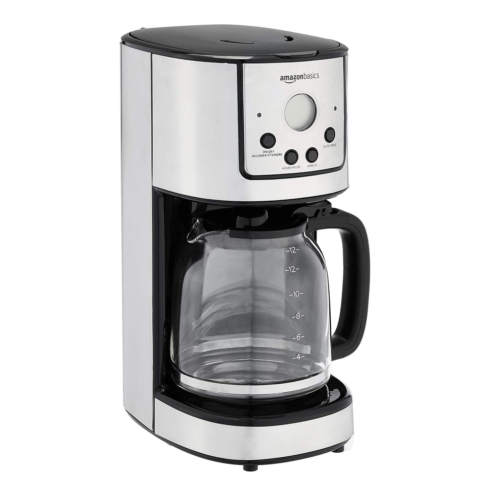 Amazon Basics coffeemaker with 12-cup carafe for busy mornings