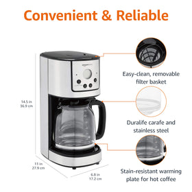 Amazon Basics coffeemaker digital timer enables automatic brewing