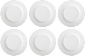 Stacked Amazon Basics plates demonstrate space-saving storage.
