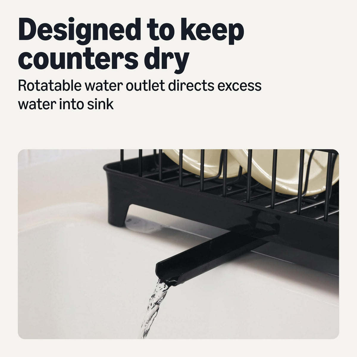 Amazon Basics movable cutlery holder drains to prevent water buildup.