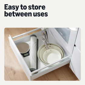 Amazon Basics dishwasher-safe and oven-safe pan set for simple cleanup.