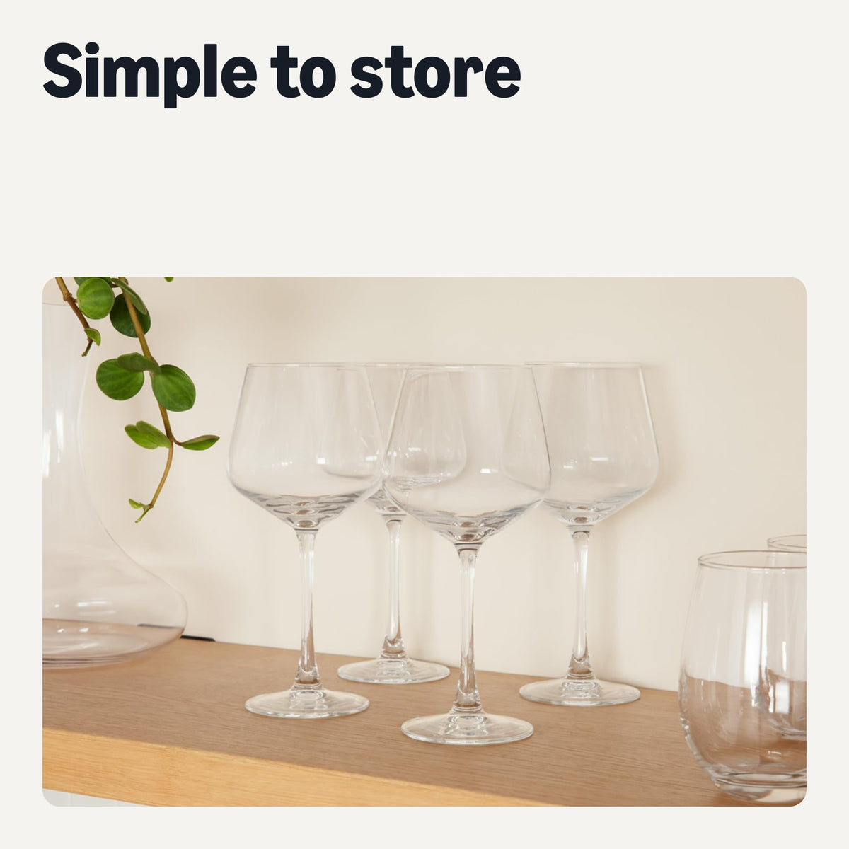 Amazon Basics dishwasher-safe glasses simplify cleanup after entertaining guests.