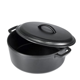 Amazon Basics Dutch oven with dual handles and lid, ideal for braises and stews