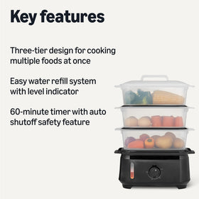 Amazon Basics Electric Food Steamer 9.5-quart capacity great for family meals.