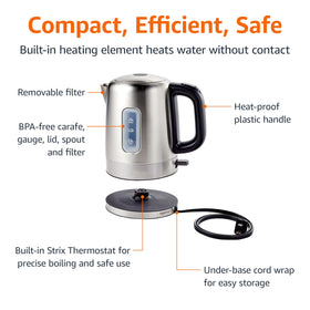 Amazon Basics electric kettle boiling indicator showing quick heat