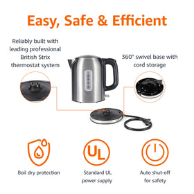 Amazon Basics kettle heat-resistant handle ensuring safe, comfortable grip