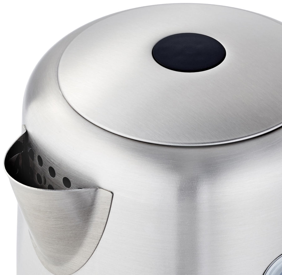 Amazon Basics electric kettle side angle for compact kitchens