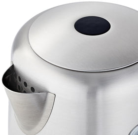 Amazon Basics electric kettle side angle for compact kitchens