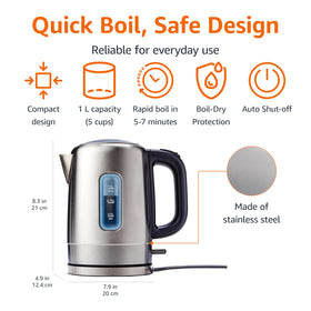 Amazon Basics electric kettle spout pour for precise pouring