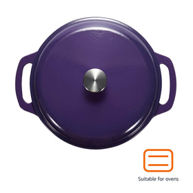 Amazon Basics enameled cast iron Dutch oven shows durable enamel finish for lasting use.