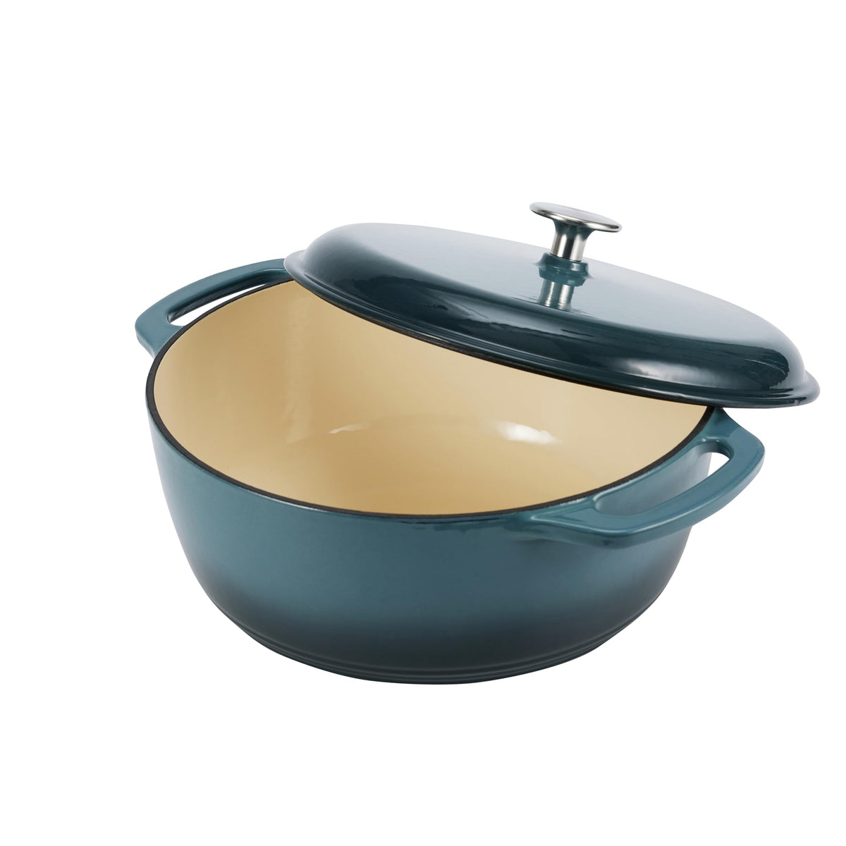 Amazon Basics enameled cast iron dutch oven in kitchen used for stews.