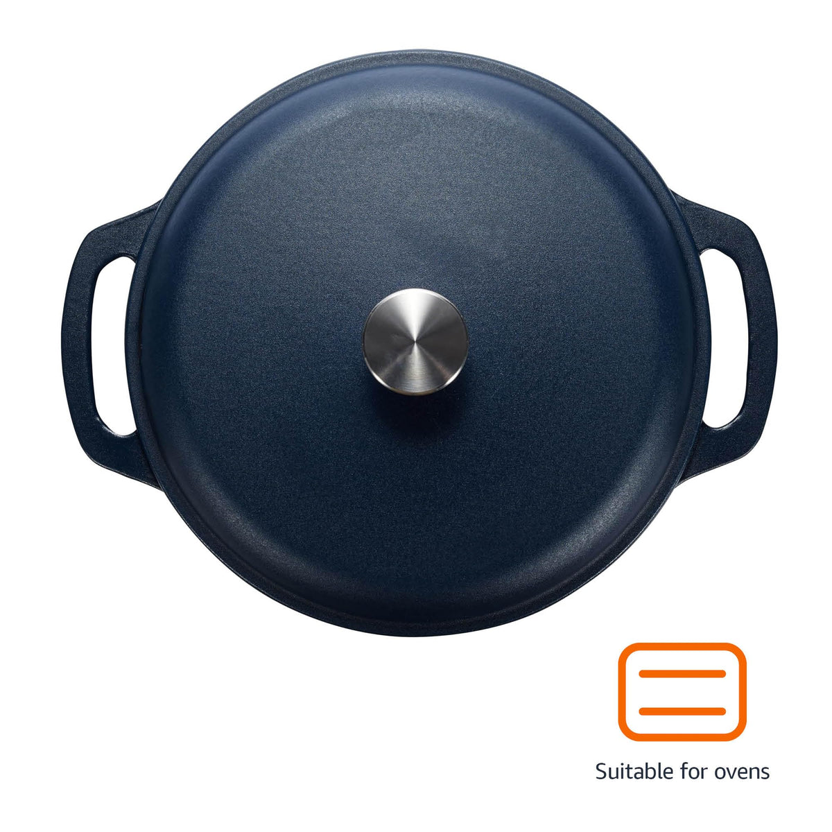 Amazon Basics dutch oven interior enamel ensures lasting durability and easy cleanup after cooking.