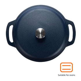 Amazon Basics dutch oven interior enamel ensures lasting durability and easy cleanup after cooking.